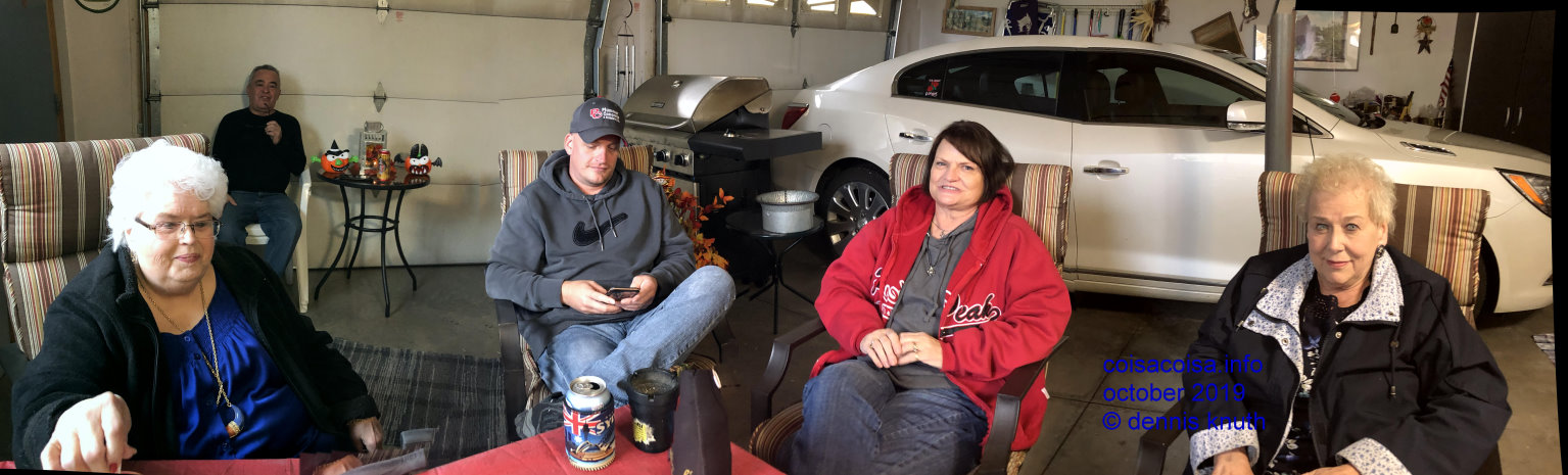 Panorama of Helton, Nathan, Sherri and Ruth visiting