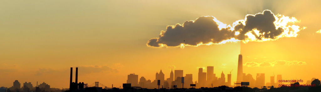 Freedom Tower at Sunset Panorama from Queens