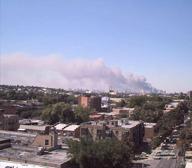 Collapse of the World Trade Centers as seen from Queens on 9/11 2001